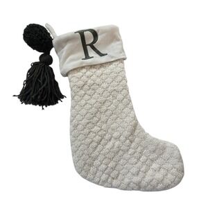 North Pole Trading Monogram Initial Letter R Christmas Stocking Knitted Velvet